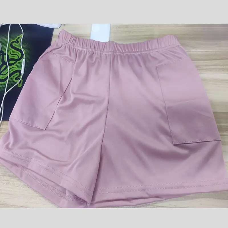 Summer Solid Color Short Pants Wide Leg Shorts Black/Pink/Light Blue/Yellow High Waist Loose Hot Pants Bottoms Sports Pants