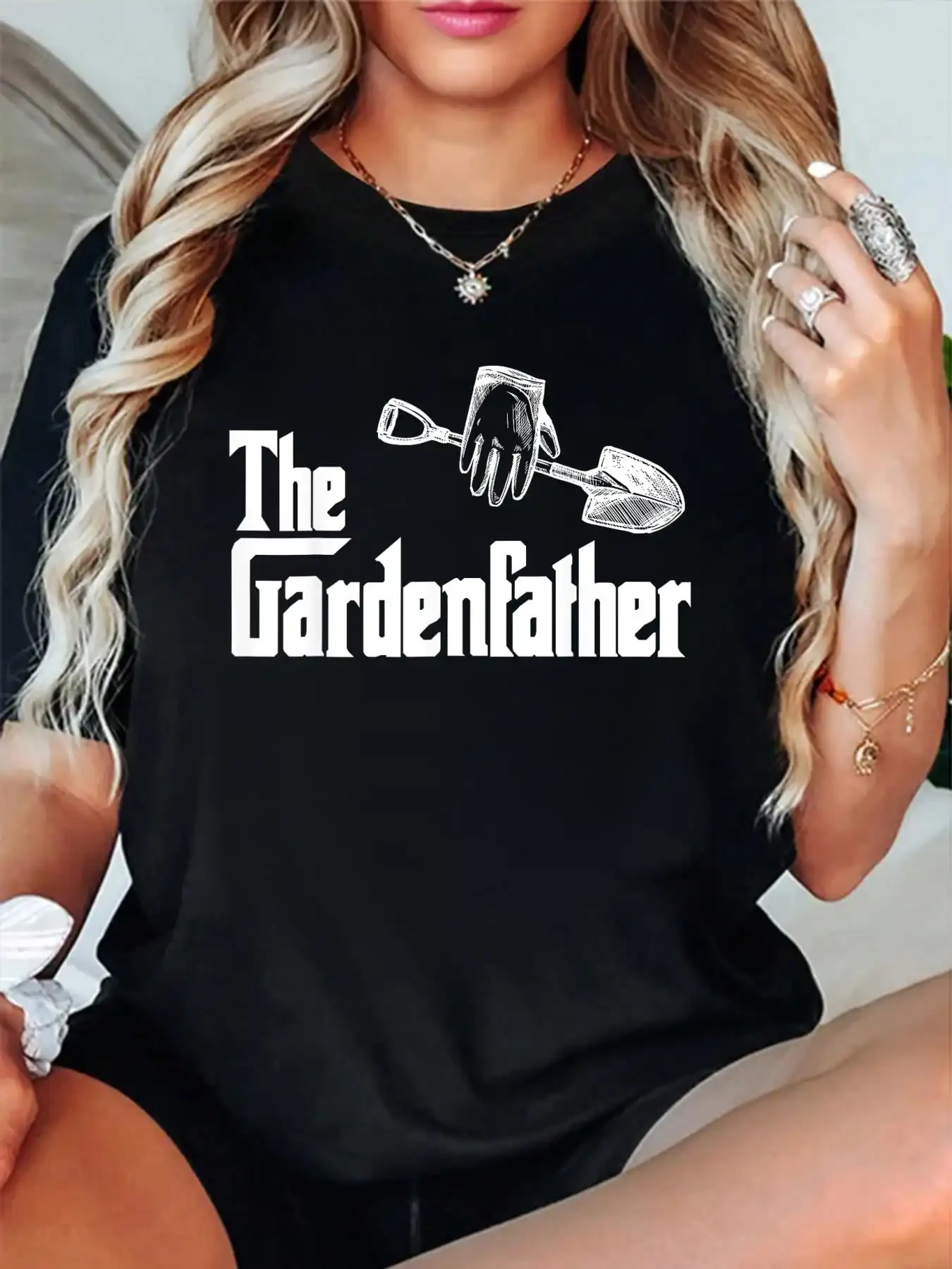 The Gardenfather Fathers Day Gardening T-Shirt Women's Graphic Tee Casual Tops
