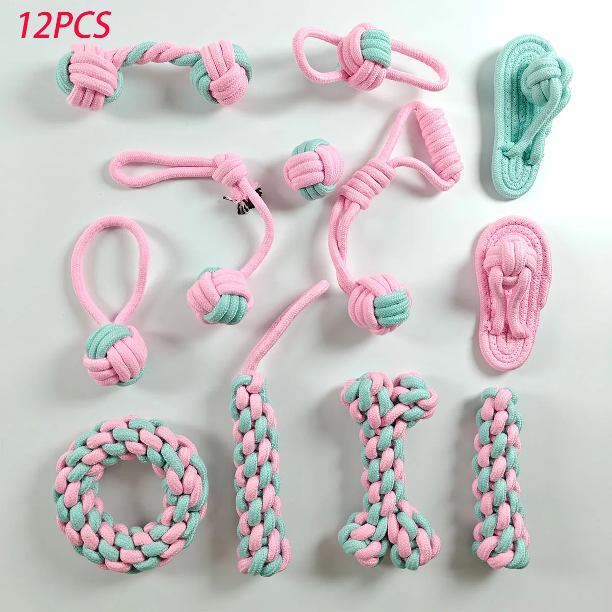 

12PCS/Pack Chew Cotton Rope Dog Toy for Outdoor Teeth Clean Ball Rope Toys Toothbrush Chew Puppy Toy Pet toys Cat toys dogs toys