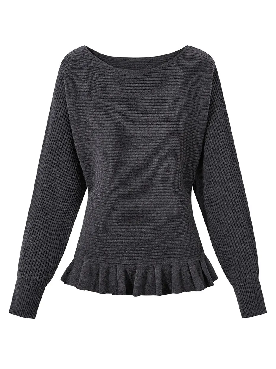 

Women's Gentle Lace Trim Knitted Base Layer Shirt Autumn Winter Belted Waist One Shoulder Sweater Inner Wear Casual Fashion