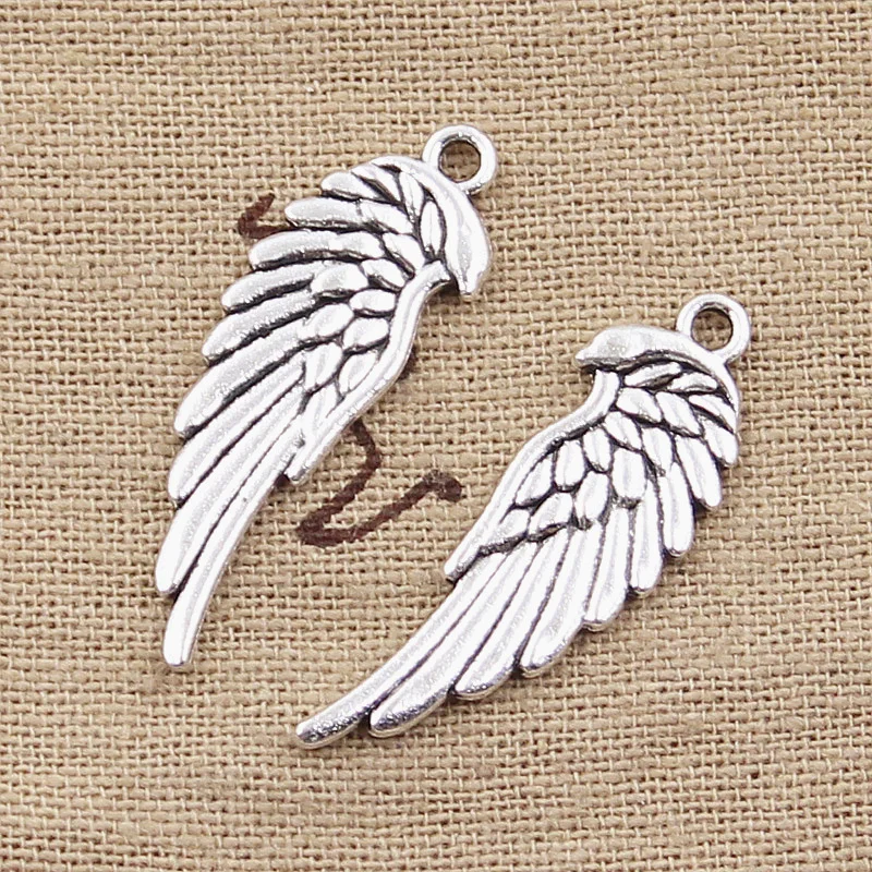 15 sztuk Charms dwustronna skrzydła anioła 33x12mm antyczne srebro kolor zawieszki dokonywanie DIY Handmade tybetański srebrny kolor biżuteria