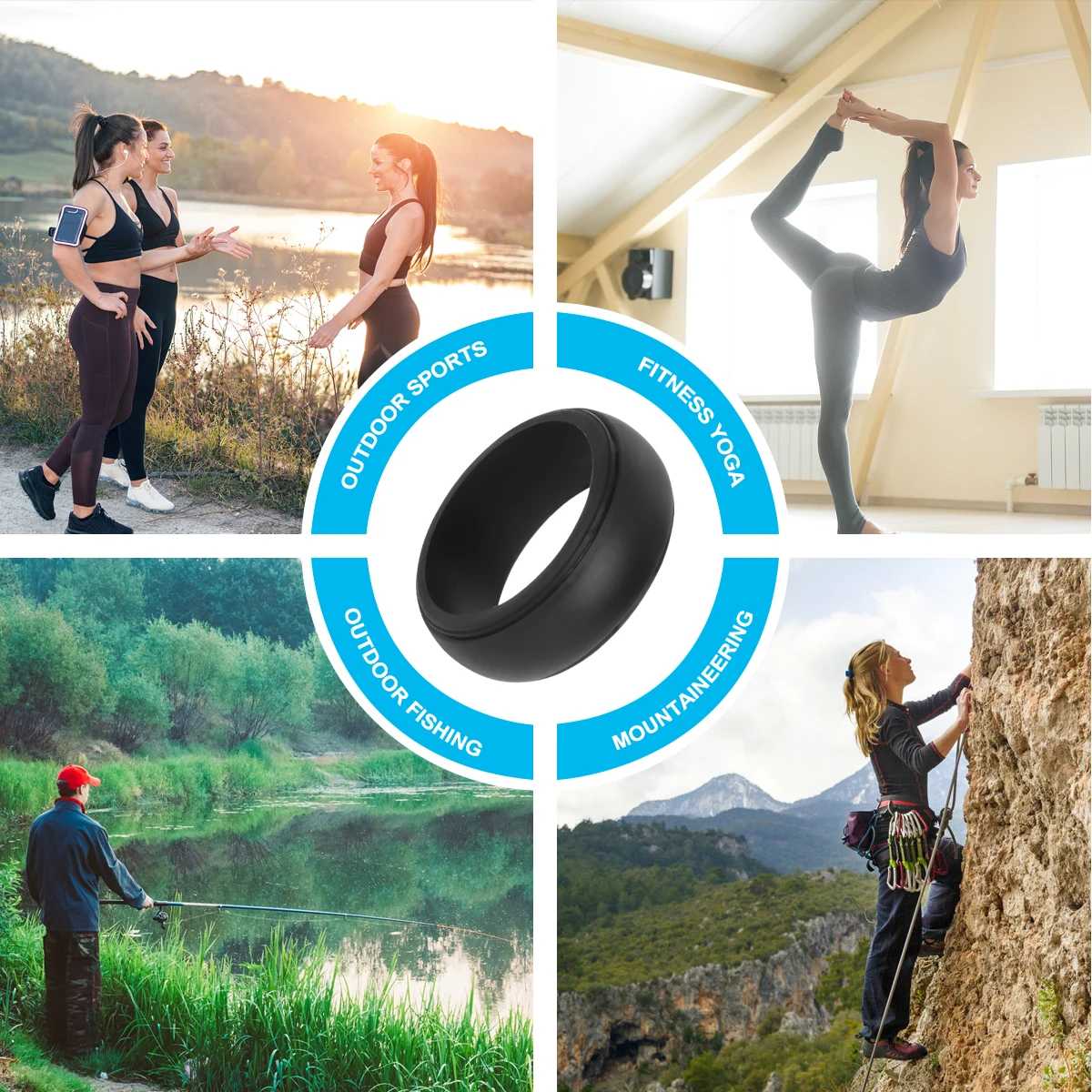 

1Pcs Silicone Finger Ring Size 14 Black Tear Resistant Comfortable Exercise Grip Rings for Men Women Sports Accessories Outdoor