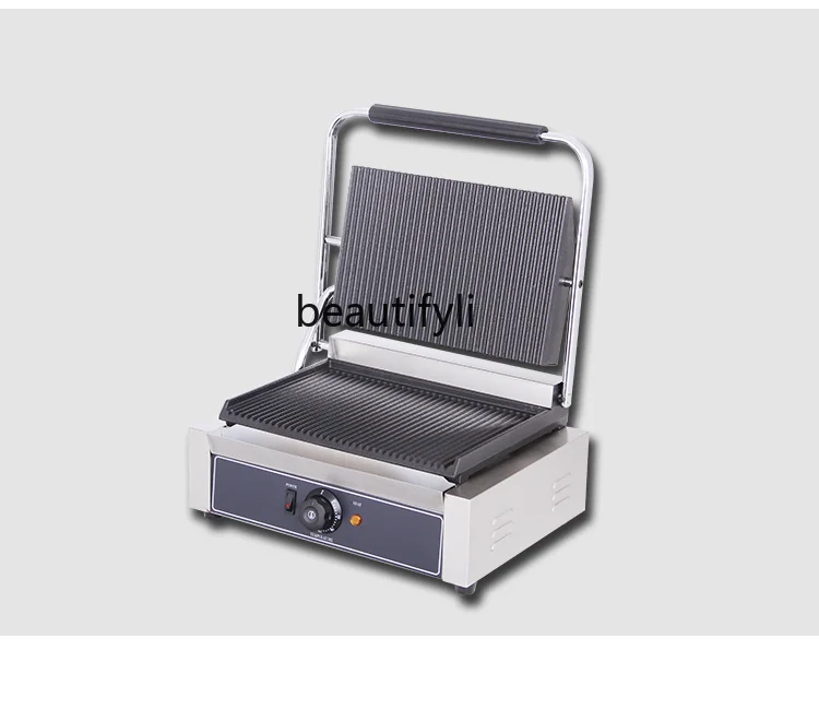 Electric heating pressure plate electric grill commercial single head sandwich barbecue steak press