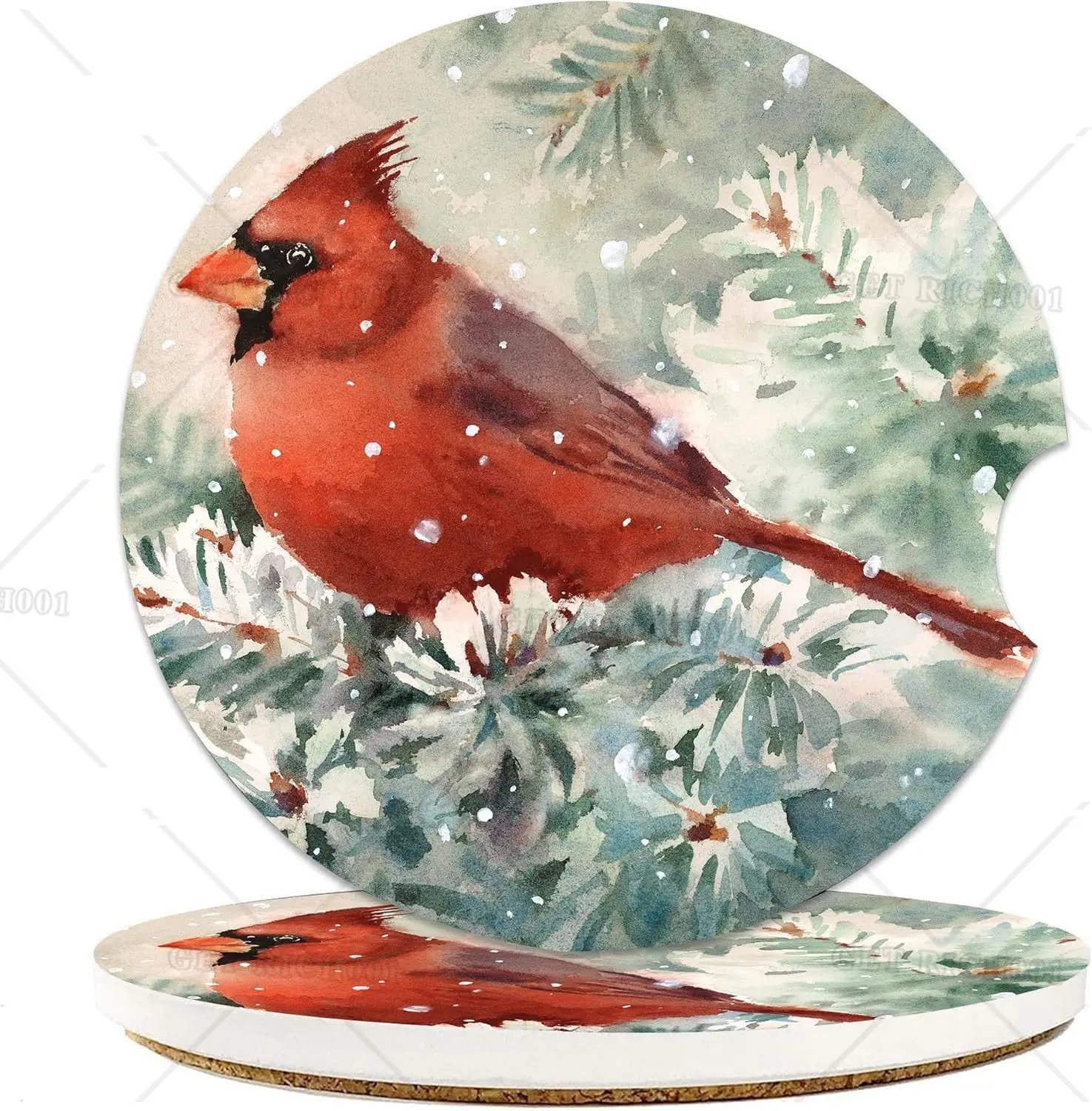 

Winter Cardinal Bird Car Cup Holder Coasters 2 Pack Cup Coasters Car Accessories Interior Aesthetic for Men Women Gifts