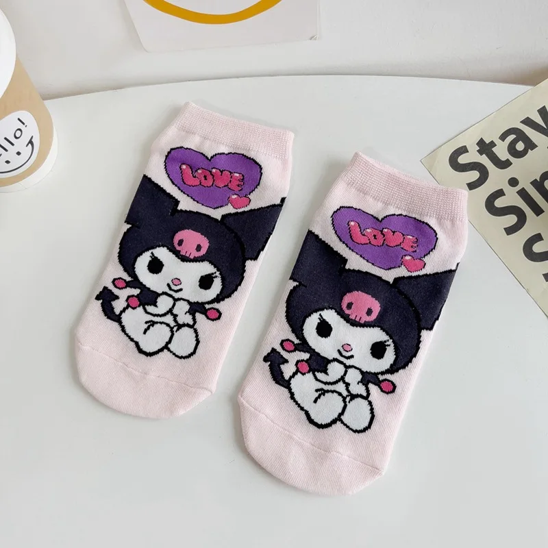 Sanrio Kuromi Socks Anime Figures Girls Toys Kawaii Ornament Fashion Socks for Women Students