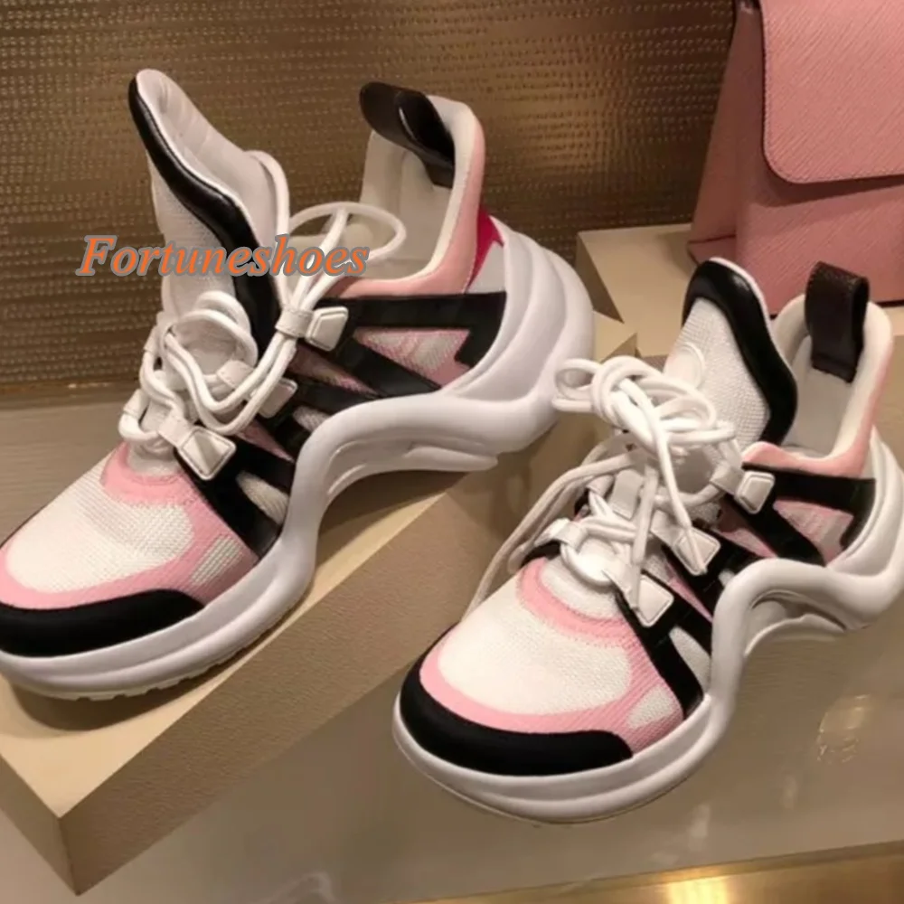 

Cross Tied Patchwork Boots Platform Round Toe Height Increasing Sports Shoes Fashion Casual 2025 Newest Spring/winter Boots