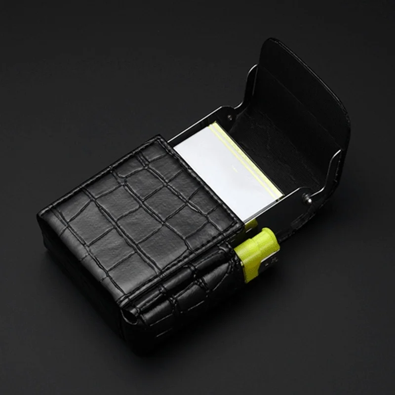 Leder Zigarette Fall Original Boxen PU Halten 20 stücke Zigaretten Butan Gas Leichter Geschäftsmann Zigarette Fall Gadgets Für Männer Rauch – Detail 4