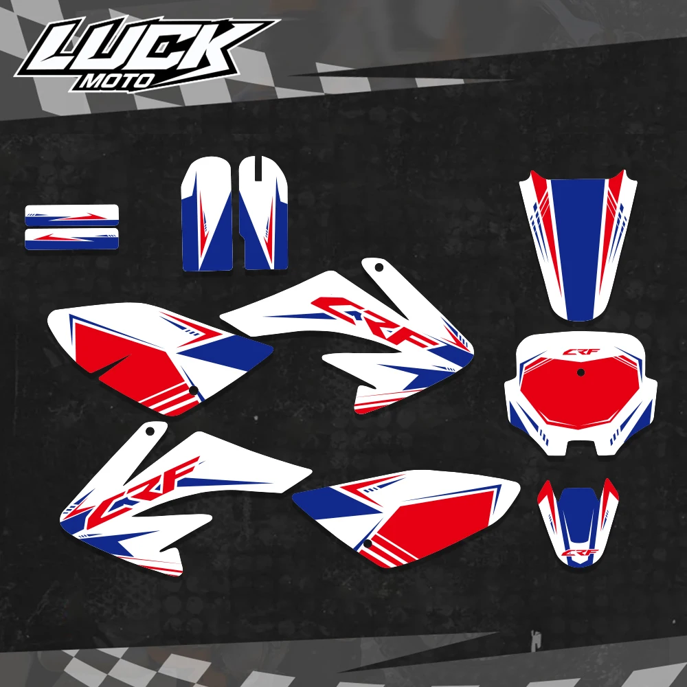

LUCKMOTO For Honda CRF70 CRF 70 2004 -2007 2008 2009 2010 Full Graphics Background Decals Stickers Motorcycle Protector Stickers