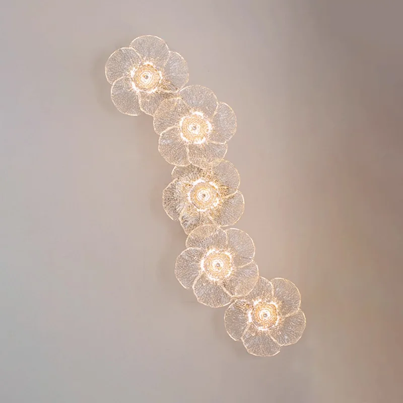 Crystal flower wall lamp, modern living room warm white dimmable wall lamp MB98113