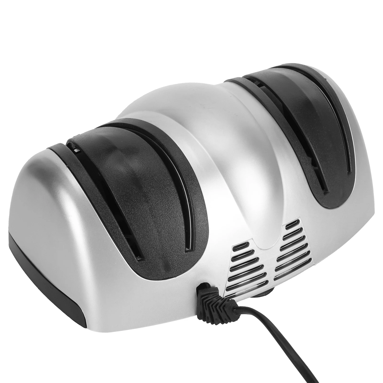 เครื่องลับ pisau listrik เครื่องบดแบบ2ขั้นตอนอุปกรณ์ครัว EU 220V เครื่องบดมีดเครื่องใช้ในครัวสีดำเงิน