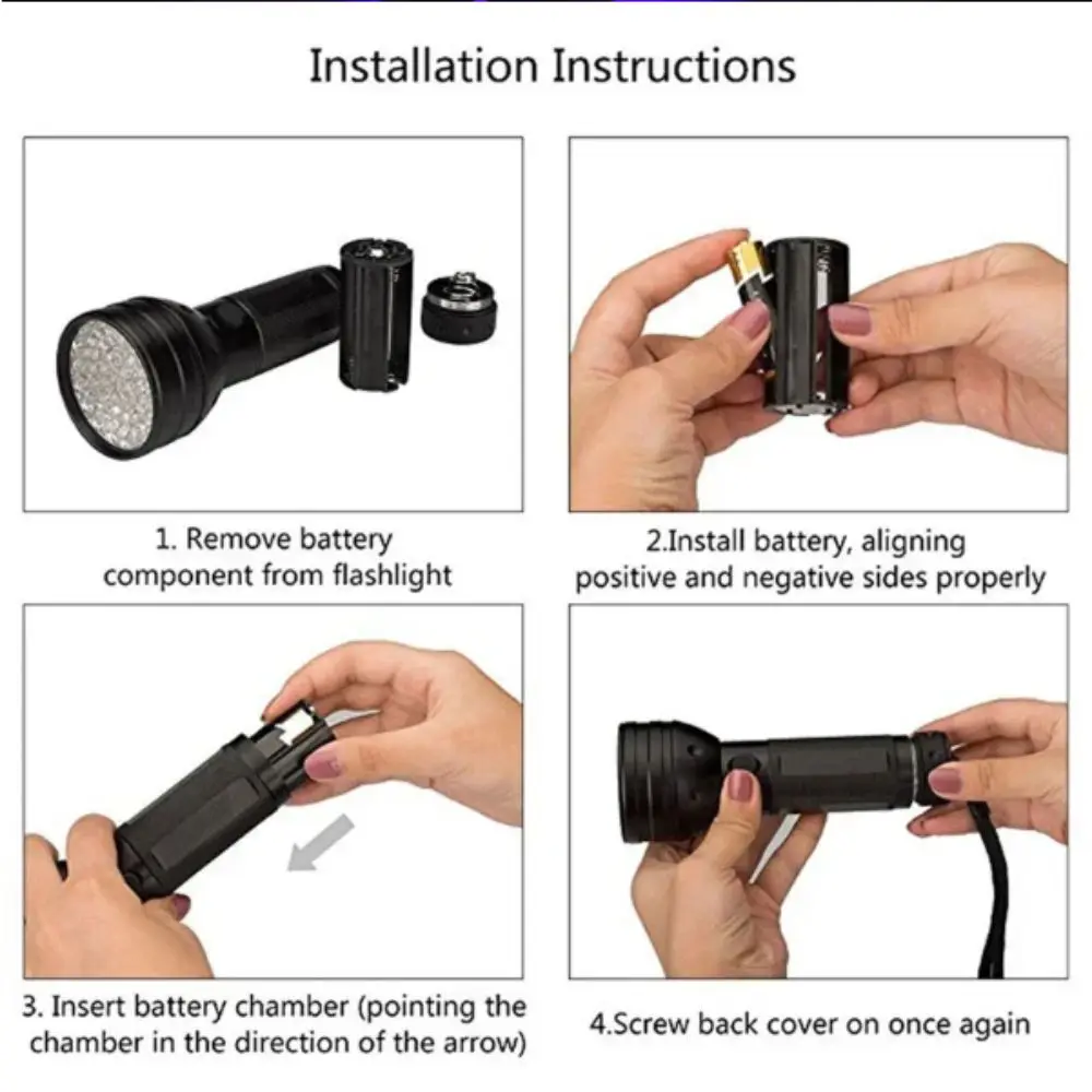 51 High-power LED UV Flashlight Portable Design Purple Light Ultraviolet Flashlight Shadowless Lamp UV Curing Lamp