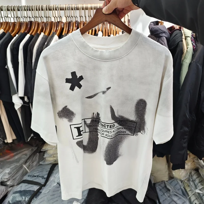 Vintage Washed Tie-Dye T-Shirt - Men's Oversized Streetwear Tee with Restricted Graphic Design