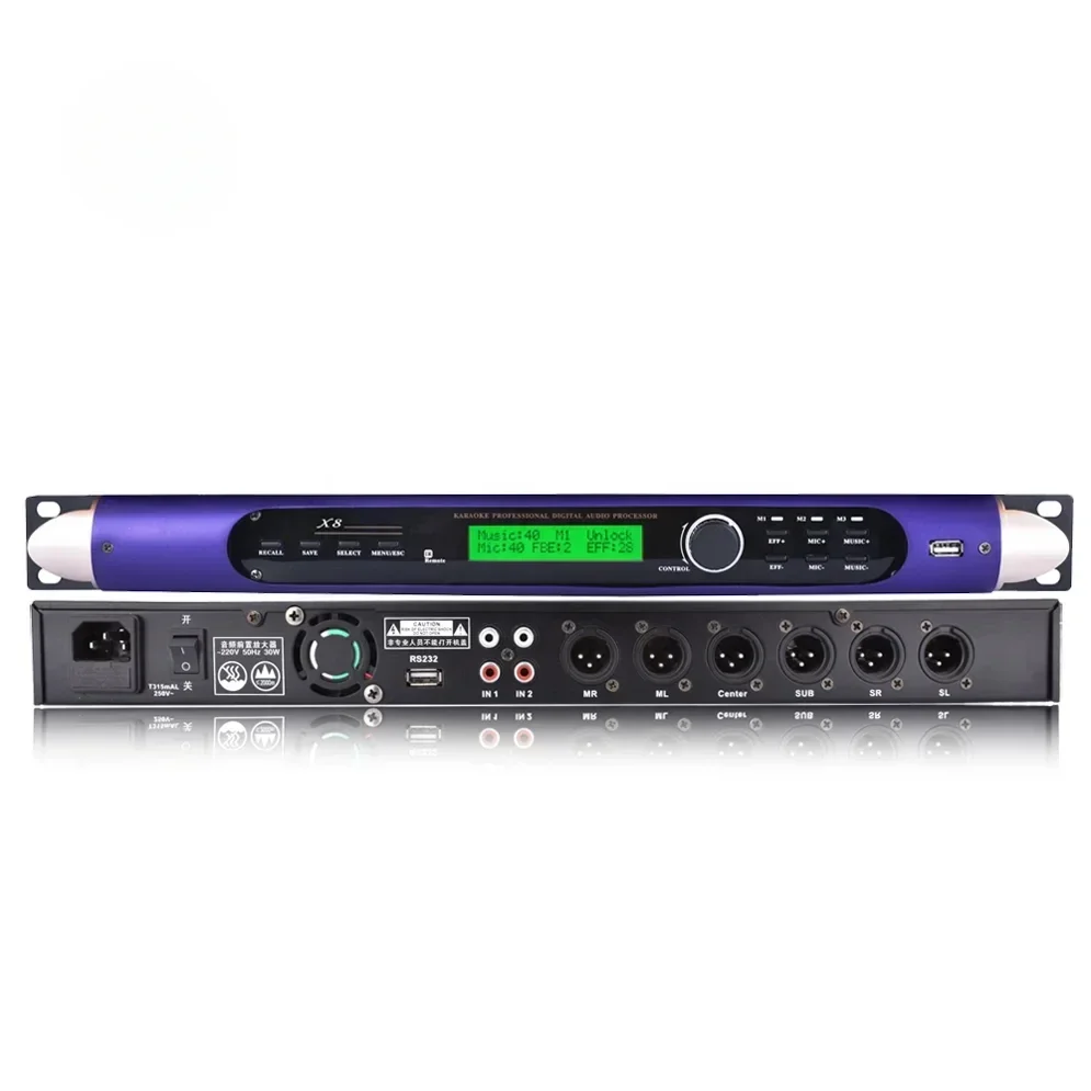 Effetto sonoro riverbero eco digitale Processore audio X8 dsp