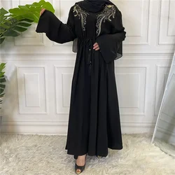 Vestido de mujer, Túnica musulmana de Oriente Medio, Vestido largo árabe para mujer, Vestido musulmán con apliques, Vestido de mujer Dubai Abaya Turquía