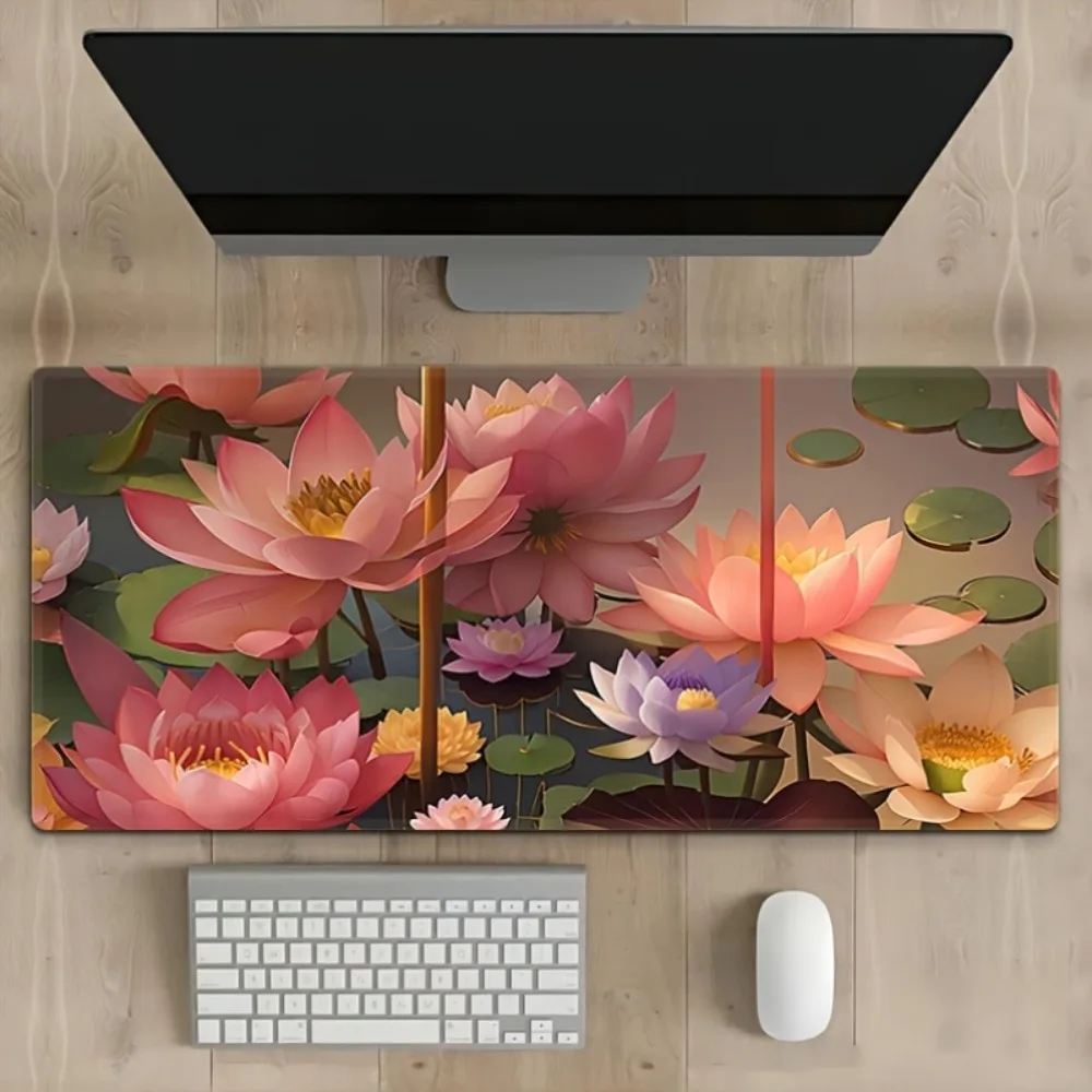 Anti-slip base Elegant Lotus Table Mat (in pink, purple, green) - Durable Computer Mat office desk accessories