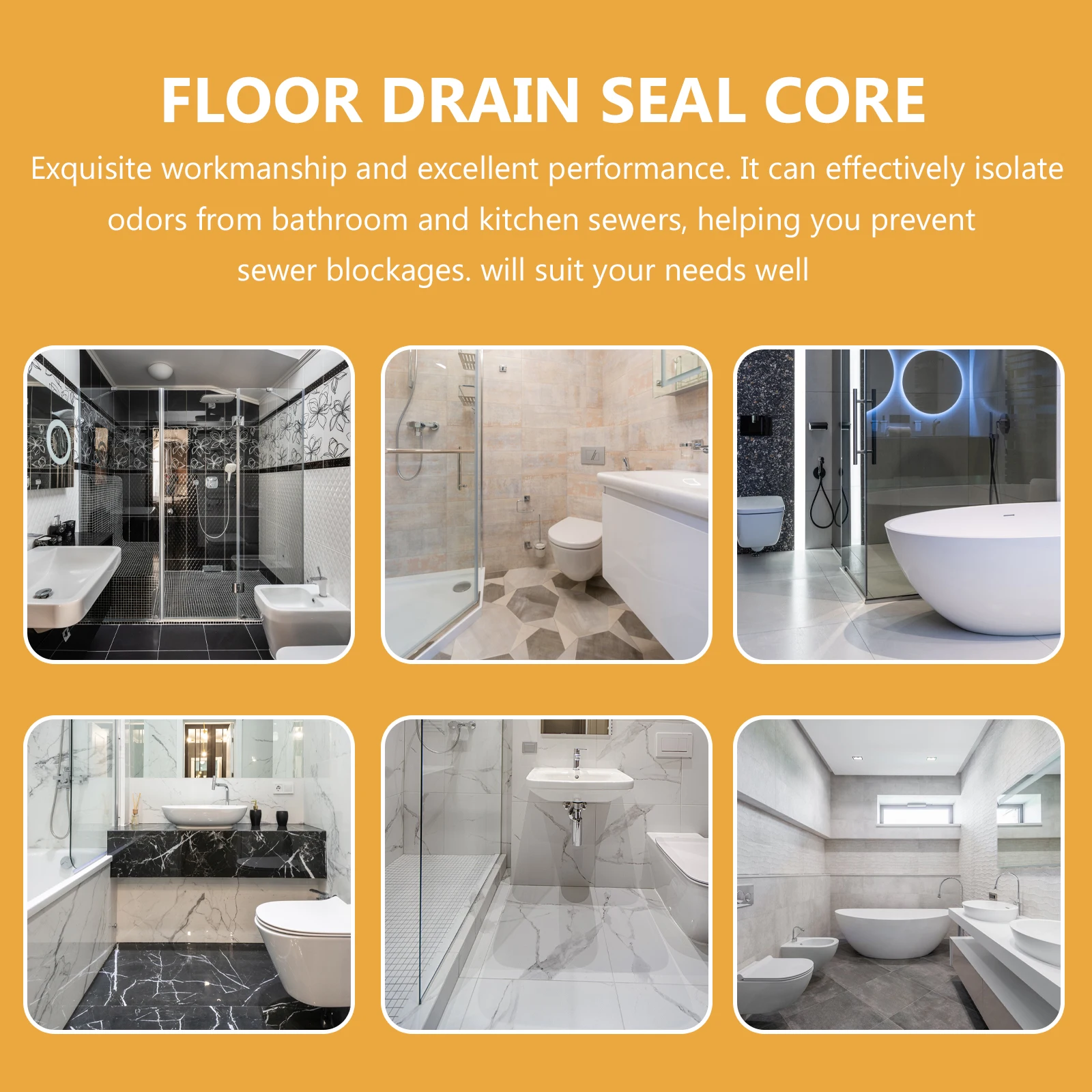 

2pcs Floor Drain Cover Odor Proof Leak Core Anti Clogging Easy Install Sewer Seal Core for Bathroom Toilet Kitchen