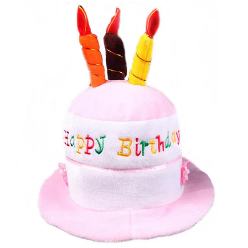 Children Adult Candles Cap Happy Birthday Party Hat Headwear Dress Up Gift Hair Wear Crown  Cosplay Pink Blue Wedding Festival