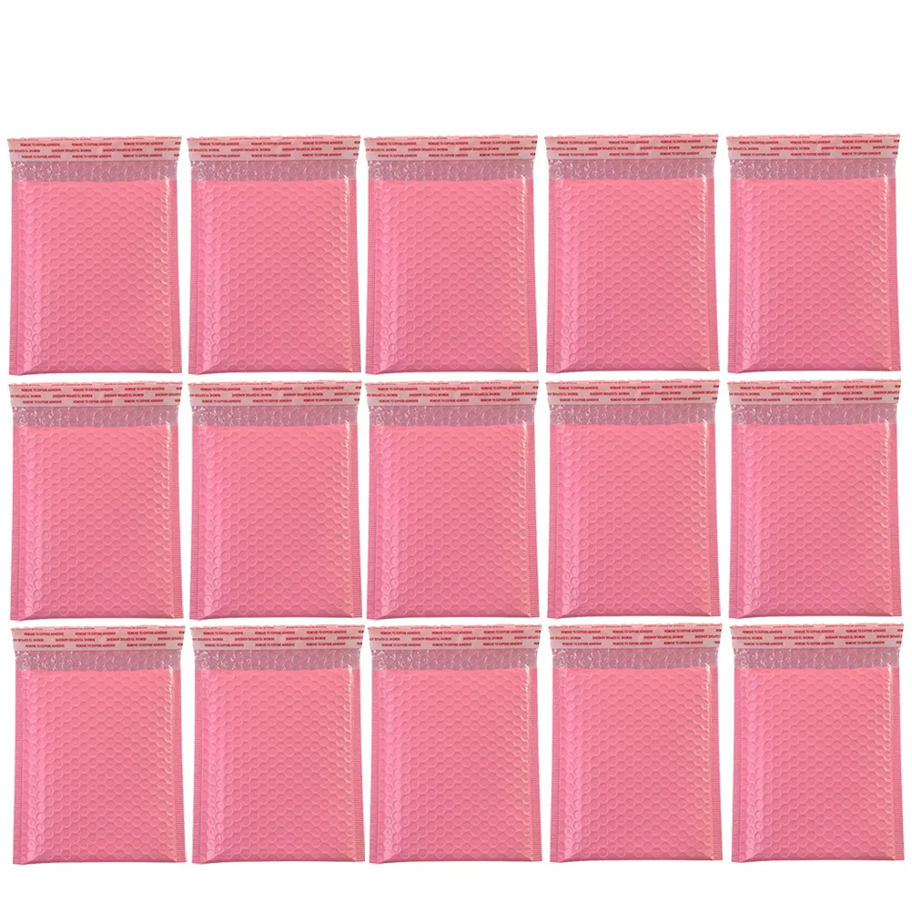 50 Pcs Black Foam Padding Self-Sealing Bubble Shockproof Bag Storage Pink Pouch