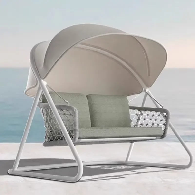 Modern Waterproof Metal Frame Hanging Swing Chair 3-Seater Capacity for Outdoor/Indoor Use Patio Living Room Courtyard