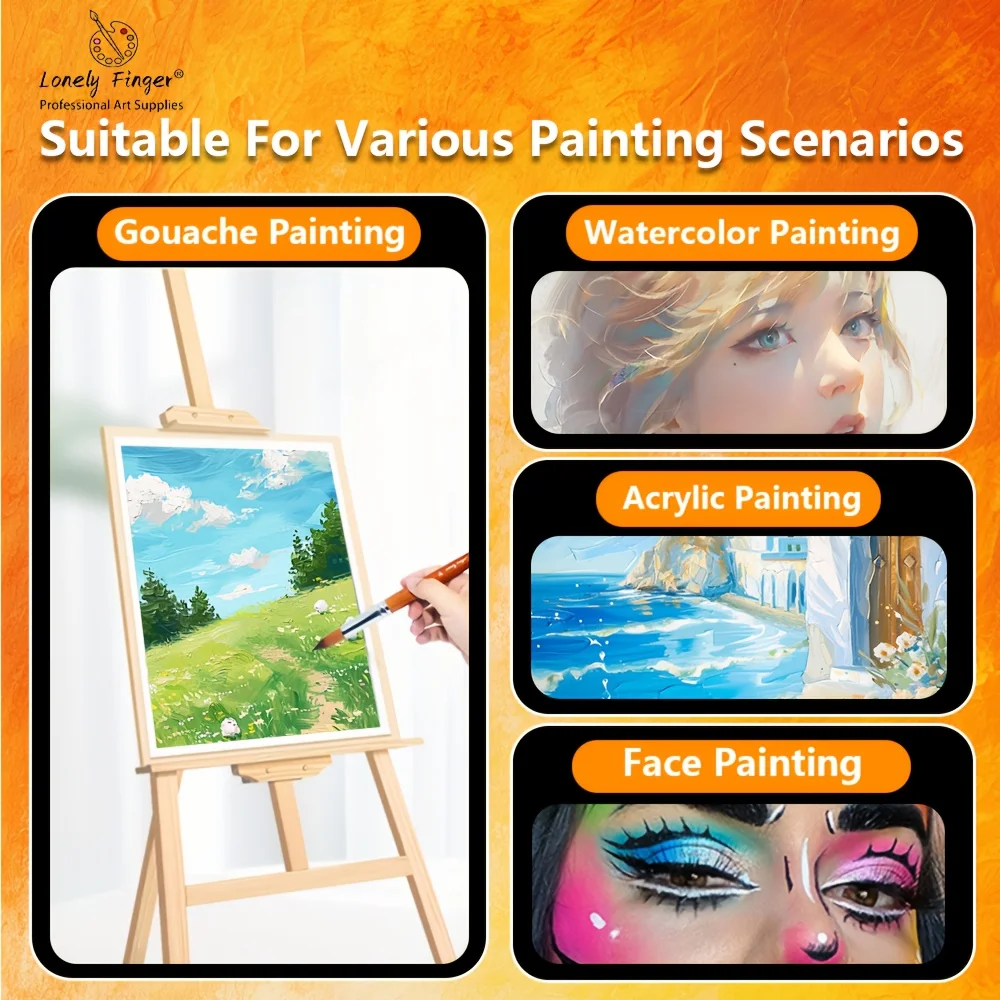 مجموعة فرش طلاء كبيرة بمقبض طويل مكونة من 13 قطعة مع شعر نايلون، للمحترفين والفنانين، رسم زيتي بالألوان المائية من الأكريليك