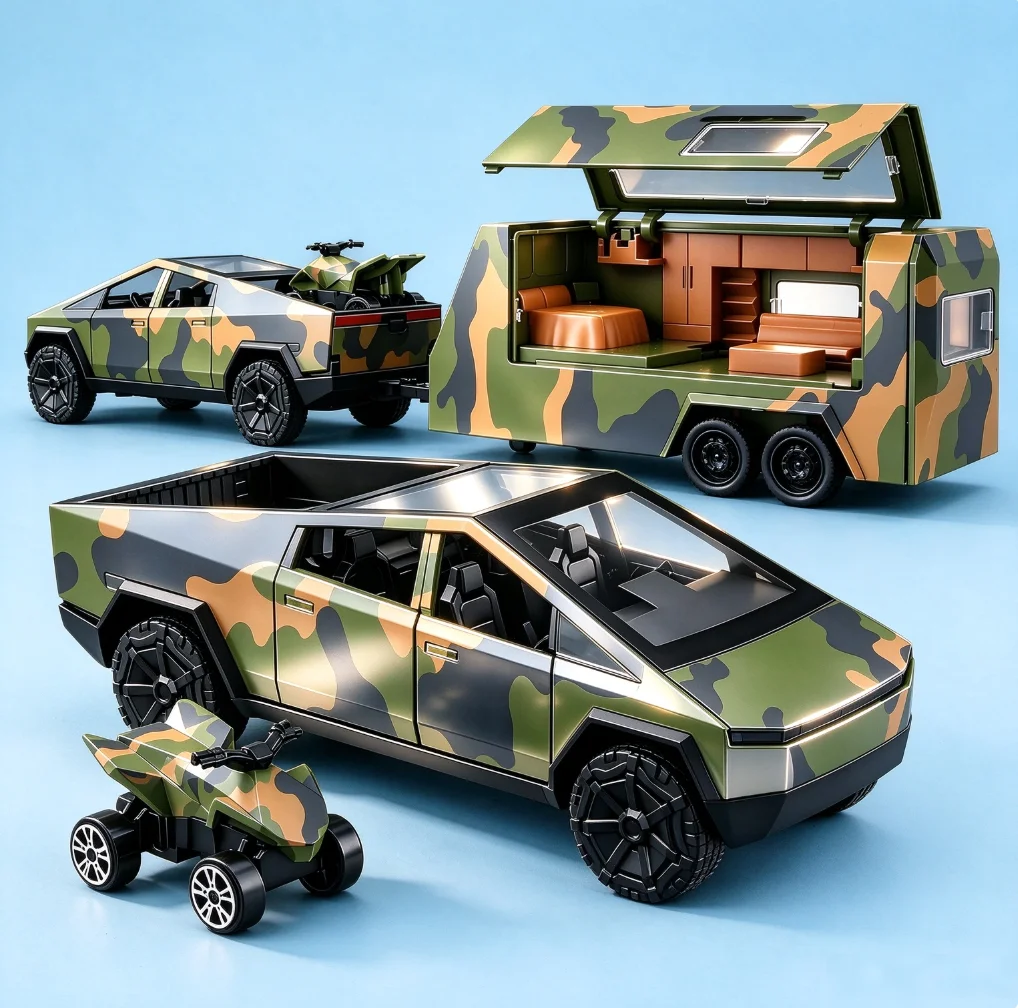 NEW 1:36 Diecast Metal Offroad Truck Model With Beach Motorcycle Openable Doors Hobby Collection High-End Gift Office Ornament