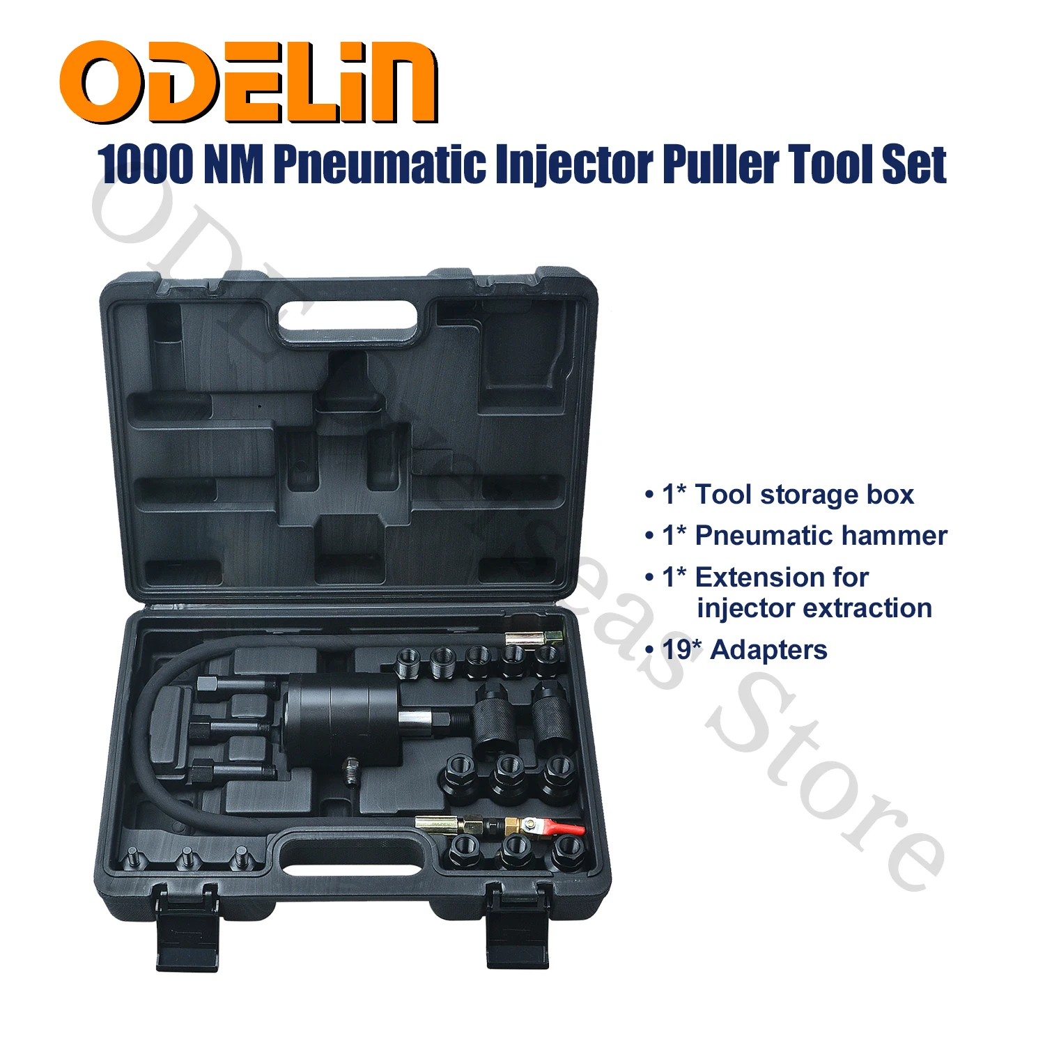 Kit d'outils extracteurs d'injecteurs pneumatiques 1000 Nm avec adaptateurs multiples – Outil professionnel d'extraction d'injecteurs par vibration d'air