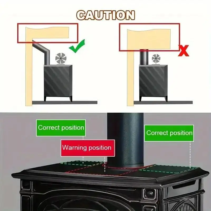 تعمل بالطاقة 6 شفرات الموقد الخشب الموقد صديقة للبيئة هادئة غير موقد كهربائي مروحة لتوزيع الحرارة بكفاءة #3