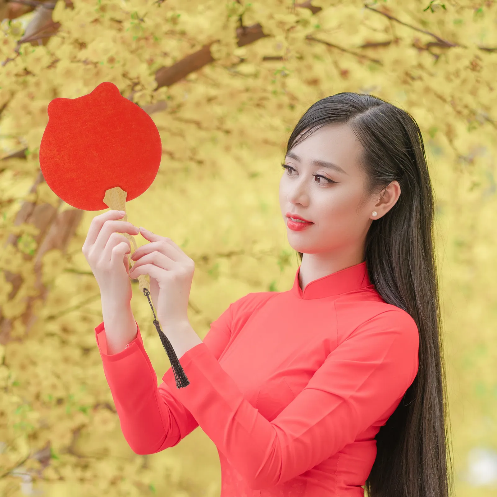 Cat-Shaped Blank Hand Fan for Painting, Drawing, Calligraphy – Premium Wood & Paper Material