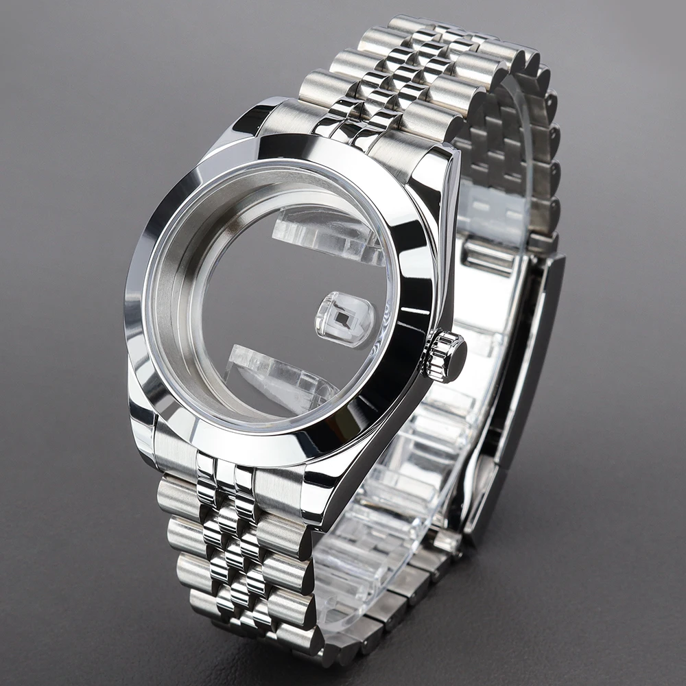

36mm/39mm Watch Case Glide Lock Bracelet Sapphire Crystal Glass For DJ SK NH35 NH36 NH34NH70 Miyota8215 Movement Air King Oyster