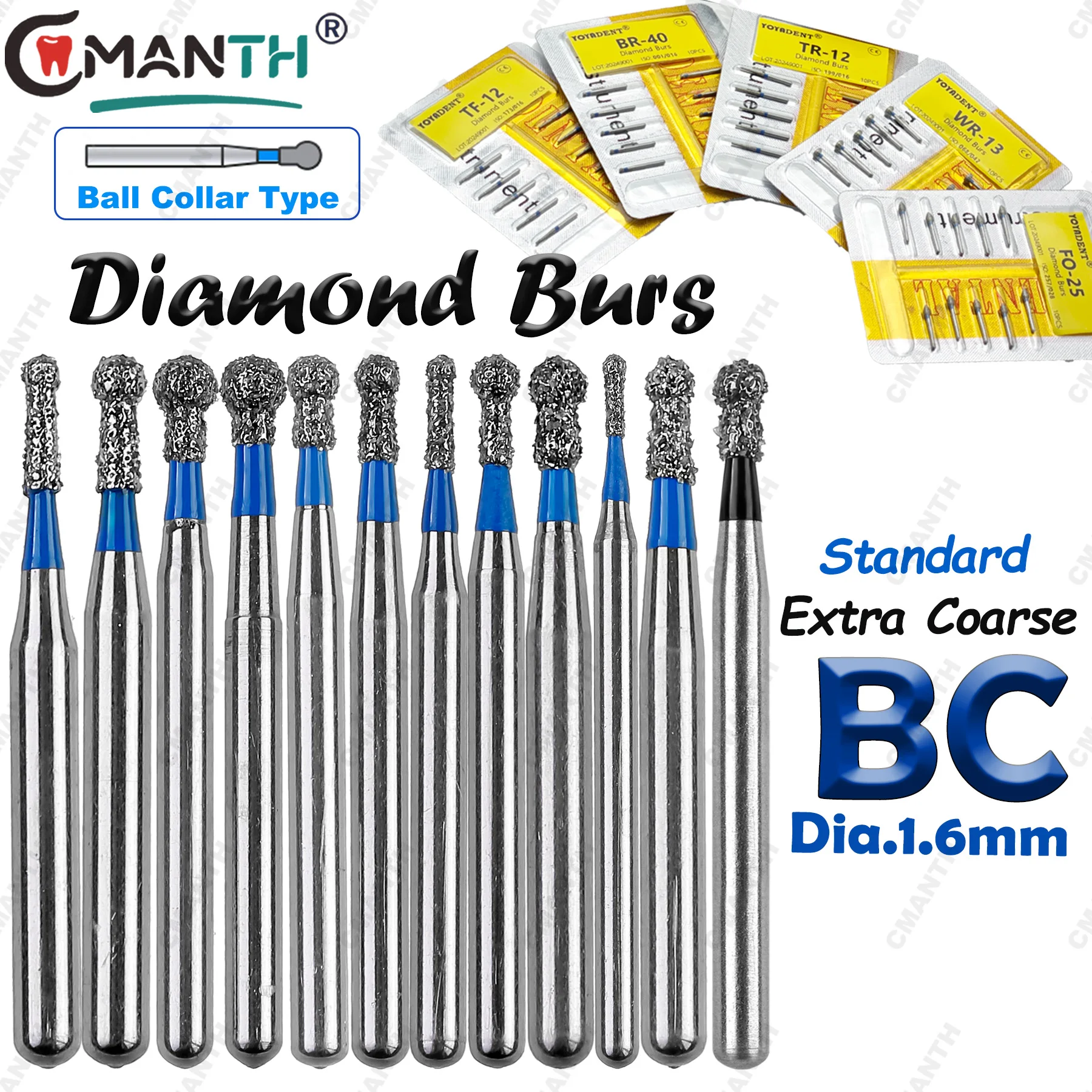 

Dental Burs Diamond Bur BC Type FG Drills For High Speed Handpiece Polishing Teeth Whitening Dentistry Material Tools 10Pcs