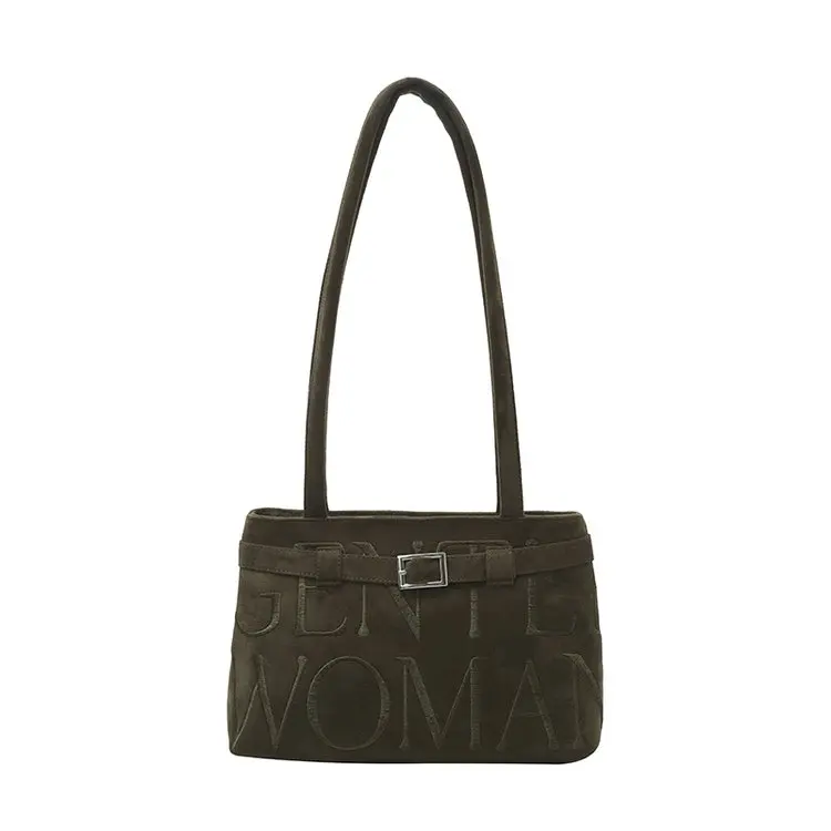 Borsa tote a spalla ricamata in pelle scamosciata 2025 - Borsa a tracolla da donna con tracolla regolabile per gite casual/shopping/vacamenti in spiaggia