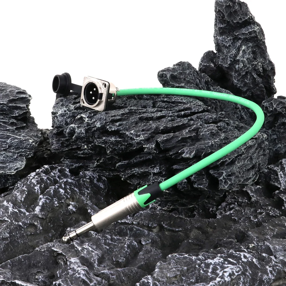 Audio XLR Extension Cable 3Pin XLR Male Panel Mount MIC Socket to 6.35mm 1/4 Inch TRS Pass Through Balanced Speaker Amp Mixer