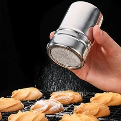 Stainless Steel Powder Sprinkler Kithen Powder Distributor with Dense Hole Cocoa Cinnamon Sugar Gauze Mesh Jar Seasoning Bottles