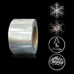 500Pcs Silver Transparent Christmas Stickers 1inch Snowflakes Holiday Stickers Xmas Gift Label for Envelope Box Gift Decor