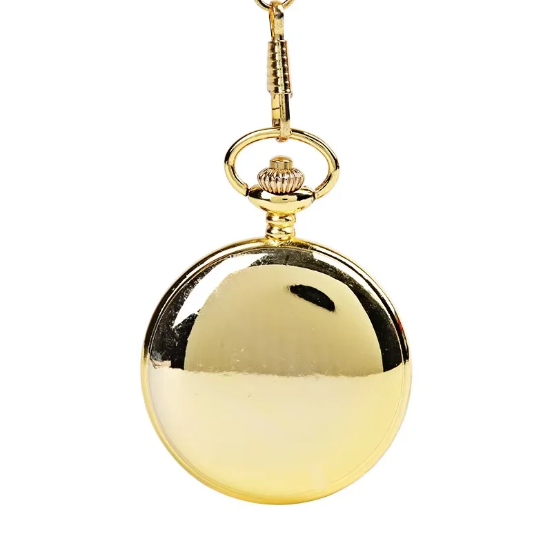 

1046Smooth And Bright Fashion Retro Two-faced Pocket Watch gold Pocket Watch With Necklace Pocket watch