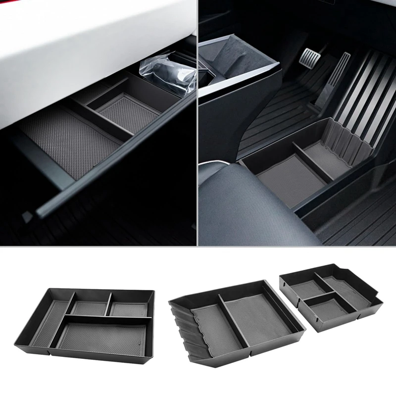 Center Console Lower Organizer + Passenger Glove Box Storage Box Tray For Tesla Cybertruck 2024 Interior Accessories