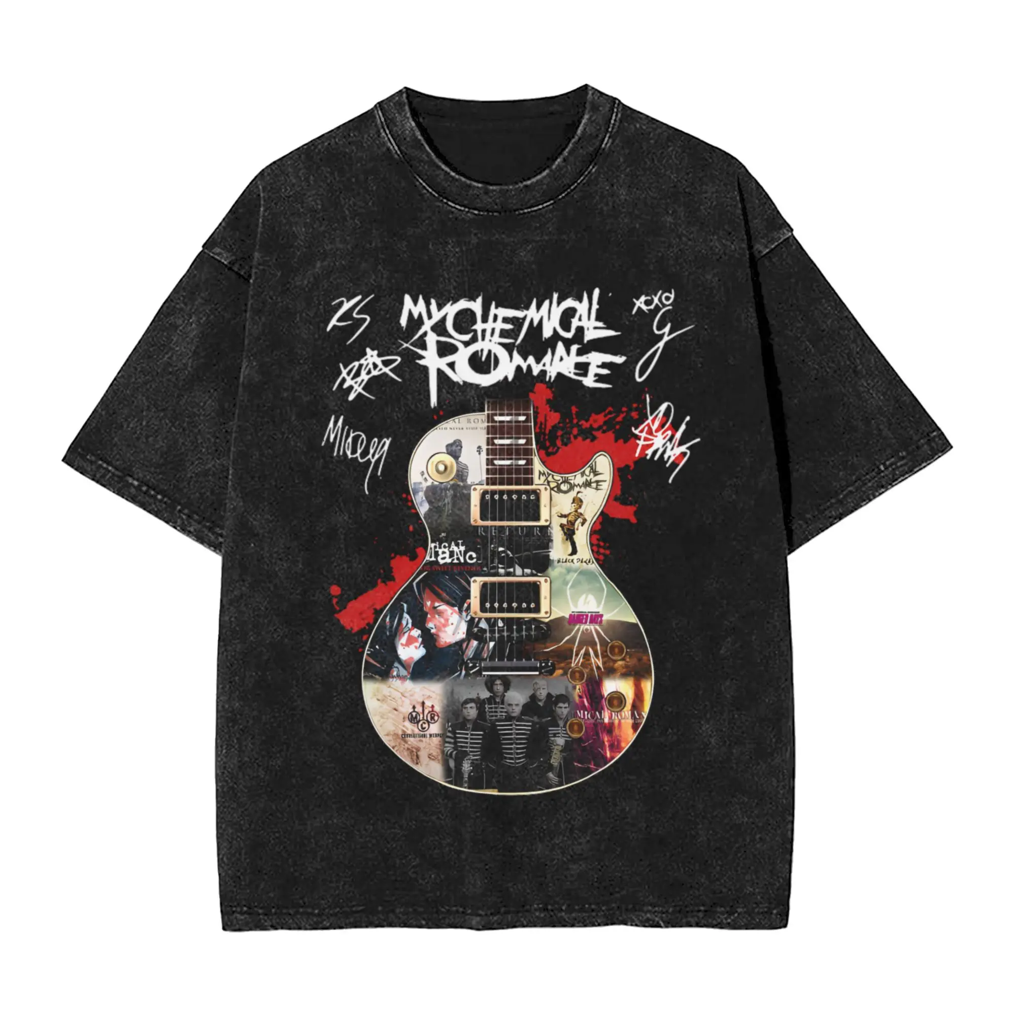 

My Chemical Romance electric Guitar T-Shirt Harajuku T-Shirts Short-Sleeve Streetwear Tops Beach Round Neck Plus Size Tees