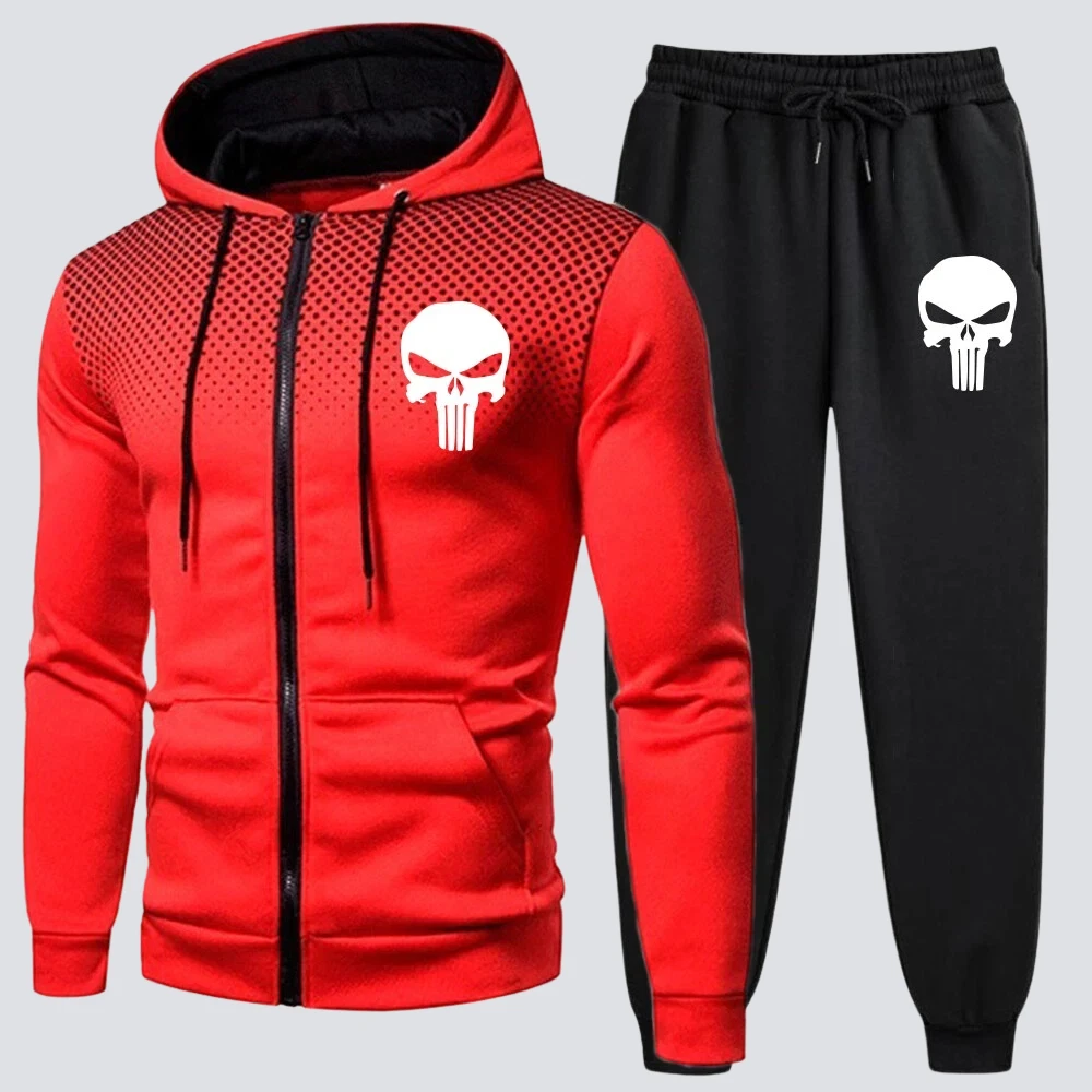

2026 Men's Zippered Hoodie + Casual Pants Set for Autumn and Winter Fashion Fitness and Warm Sportswear Two-piece Hoodies Sets