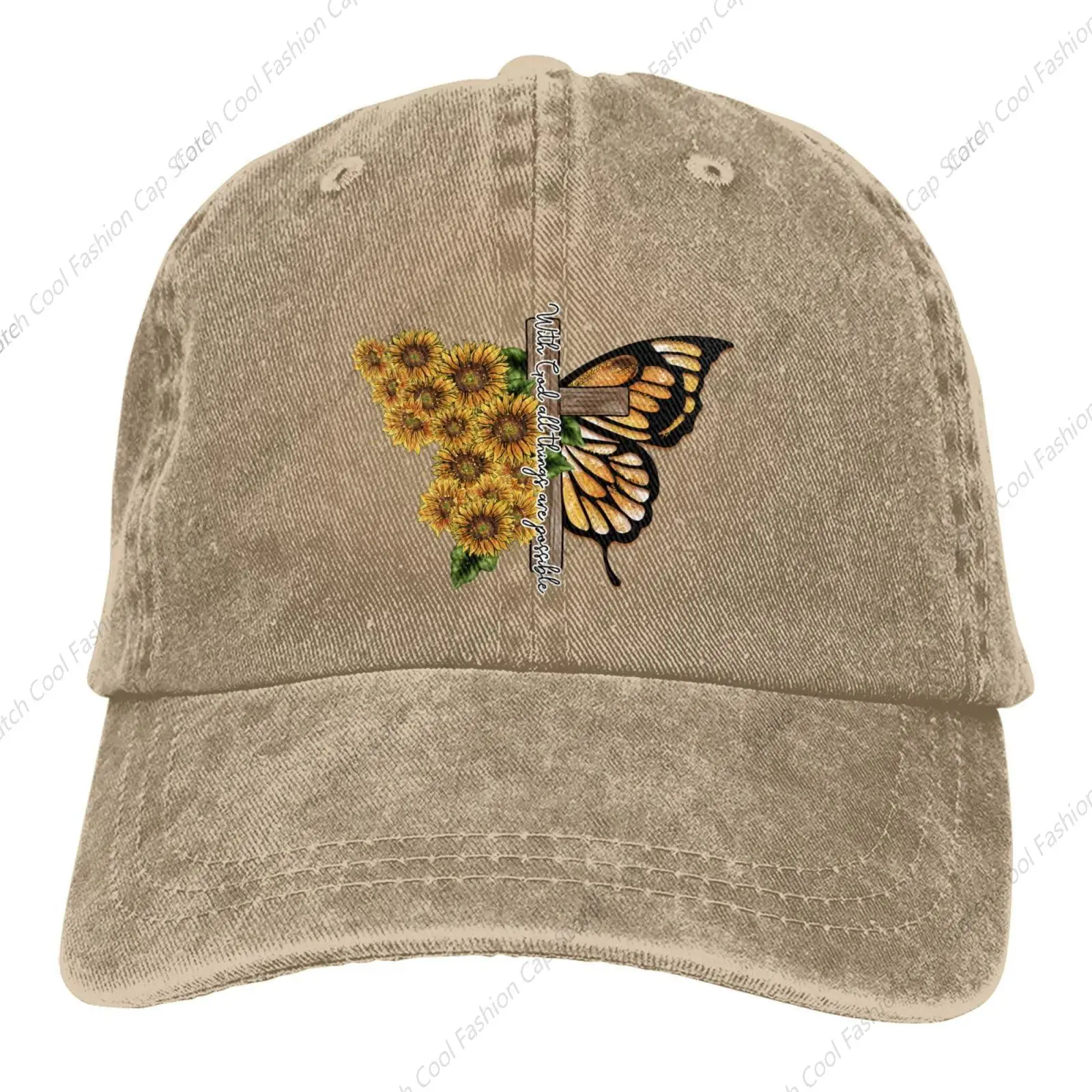 

Sunflower Butterfly Baseball Cap for Men Women Vintage Trucker Denim Hat Washed Cotton Fashion Unisex Adjustable Sports