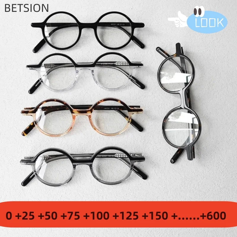 

BETSION Retro Round Acetate Leopard Glasses Frames Optical Men Women Fashion Reading Eyeglasses