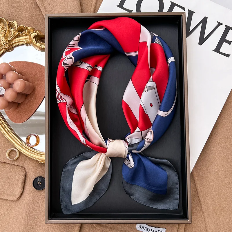 女性用ツイルシルクスカーフ,手作り,車,はしご,ヘッドバンド,バンダナ,ブランド,70x70cm