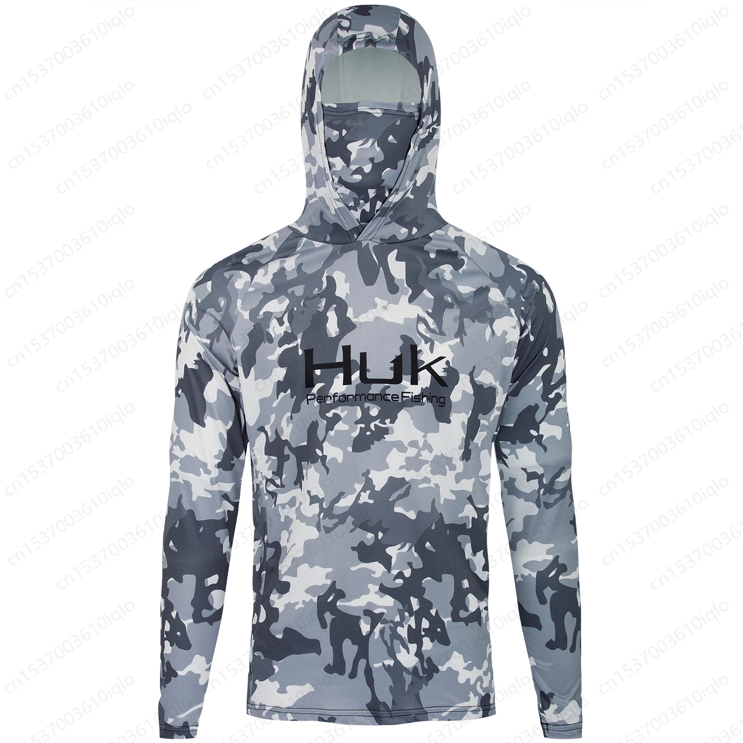 HUK Fishing Clothing Camouflage Men\'s Long Sleeve Mask Hooded Fishing Shirts Upf 50+ Uv Protection Performance Fishing Apparel
