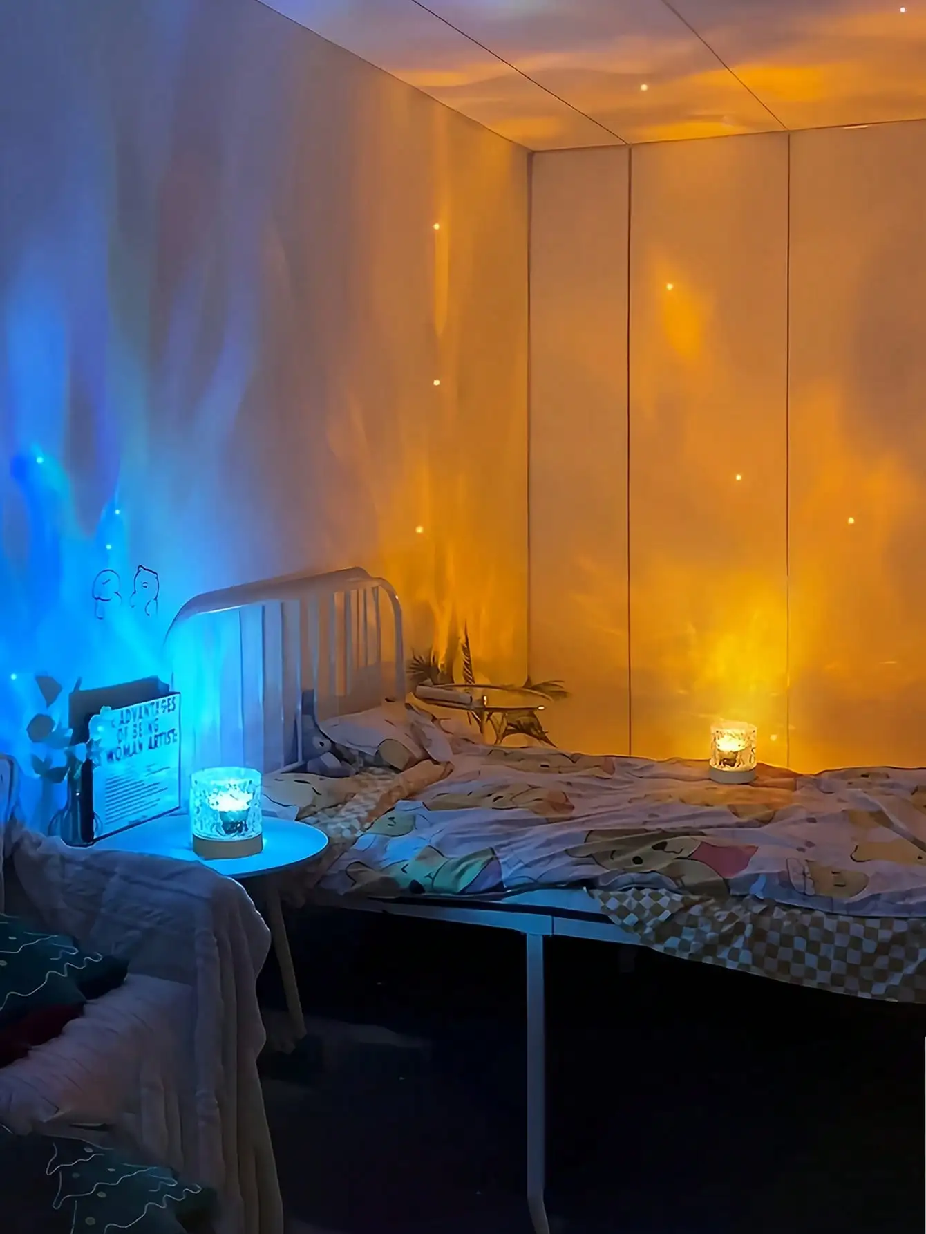 Cylindrical Water Wave RGB Projection Lamp, 16-Color Dynamic USB Night Light for Bedroom Christmas Decor