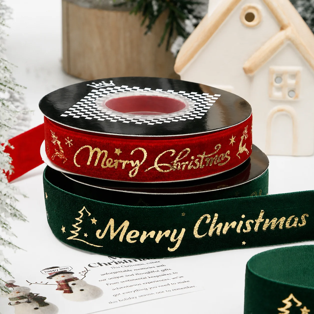 Diy Craft Ribbon Multiple Color Christmas Decoration Ribbon Gold Stamped Ribbon Gold Foil Printed For Gift Box Packaging