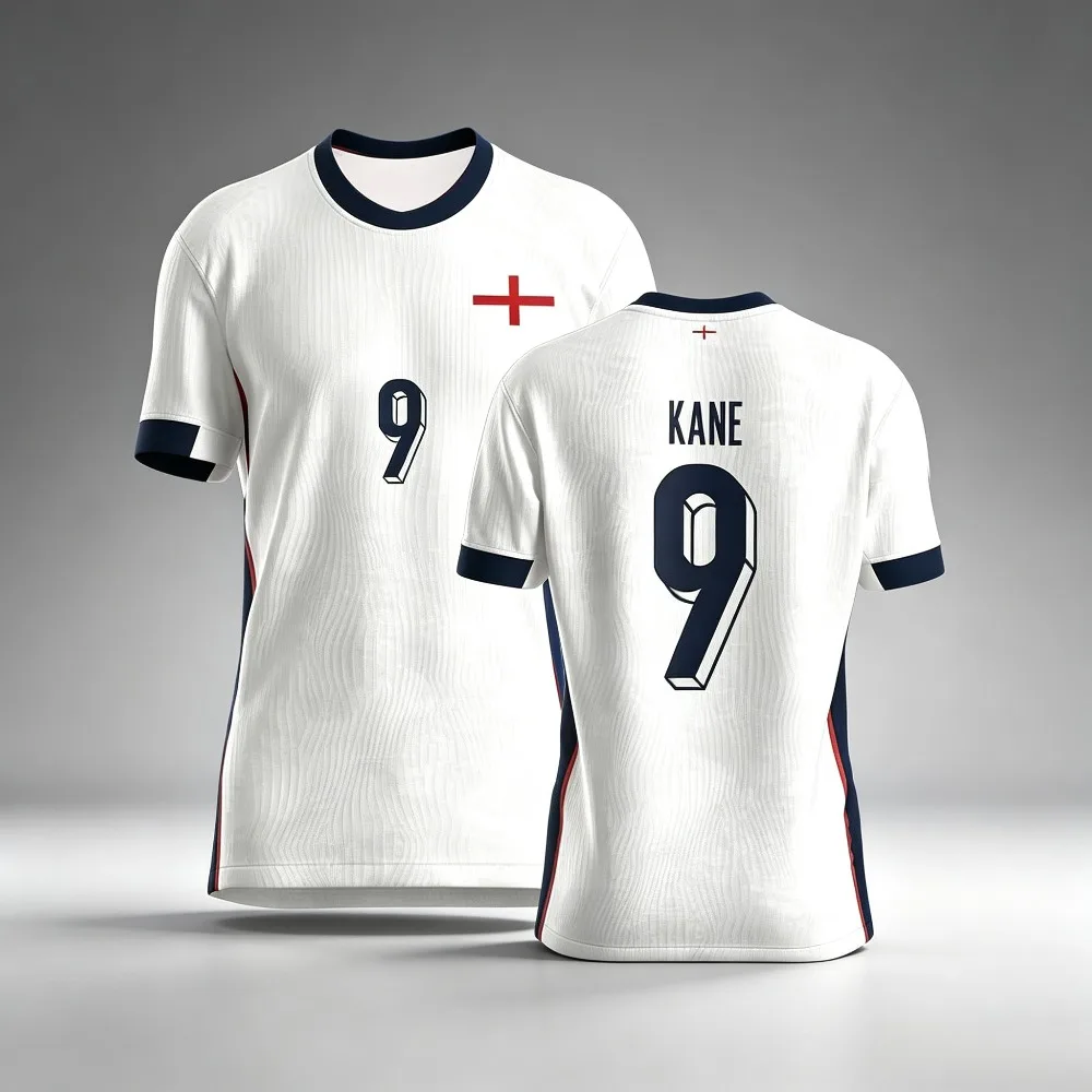 summer Men England Football Jersey White Short Sleeve Uniform Sports T Shirt England St George Cross Fan Match Support Soccer