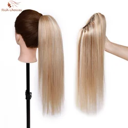 Rich Choices Clip In Ponytails Extensions 100% Human Hair Ponytail Long Jaw/Claw Pony Tail With Clips Hairpieces For Women