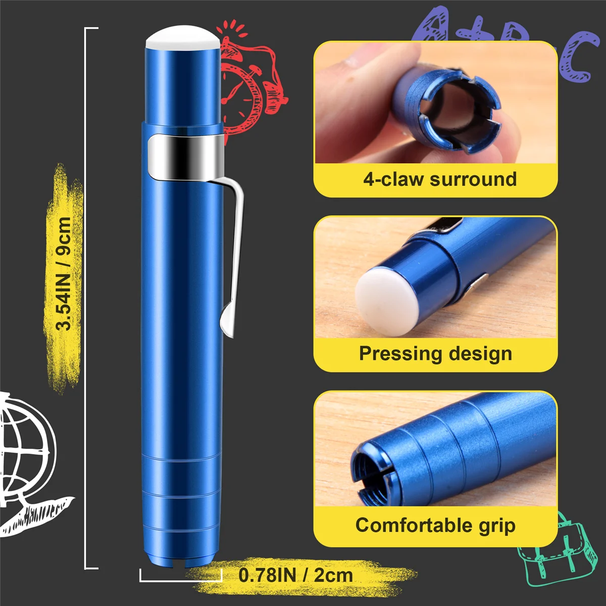 New 1 pcs Black Aluminum alloy Chalk Keeper Holder (blue)