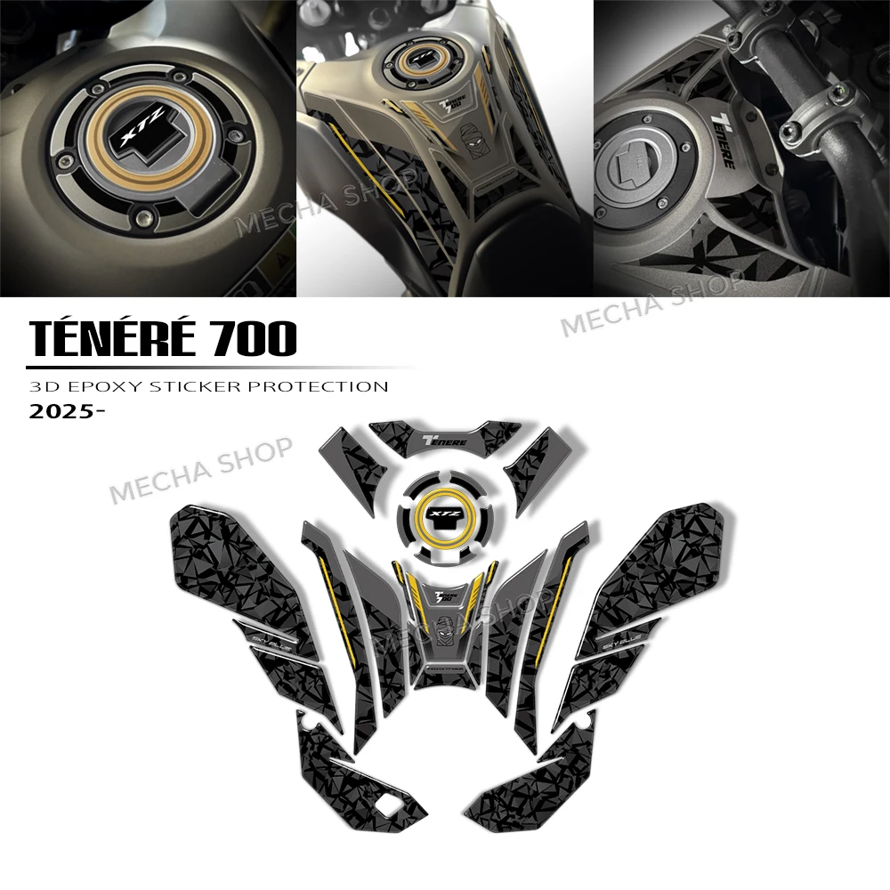 

Для Tenere 700 Tenere 700 2025 боковая накладка на бак, наклейка, аксессуары, 3D наклейка из эпоксидной смолы, защитный комплект
