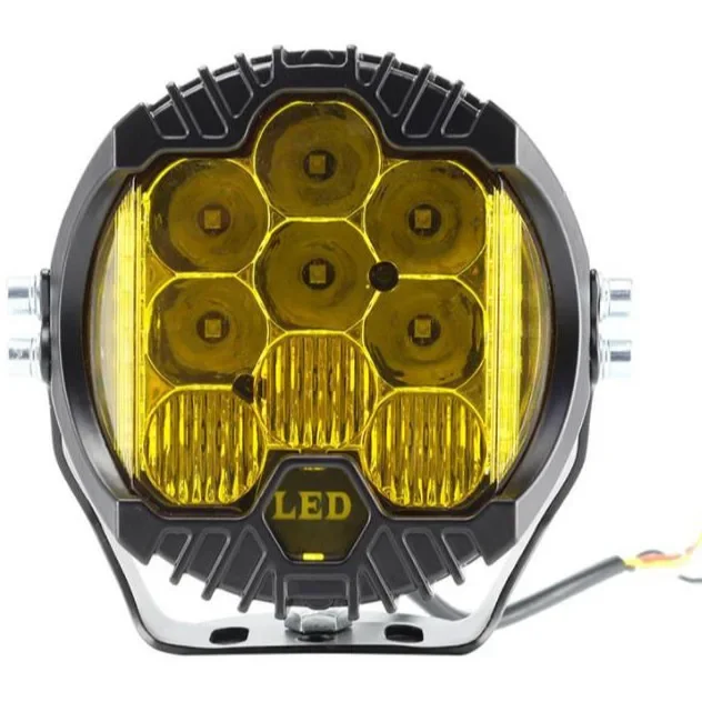 Car Modified Headlights 5 7-inch LED Round Front Bar Glows on Three Sides, Work Lights Off-road Modified Roof Spotlights