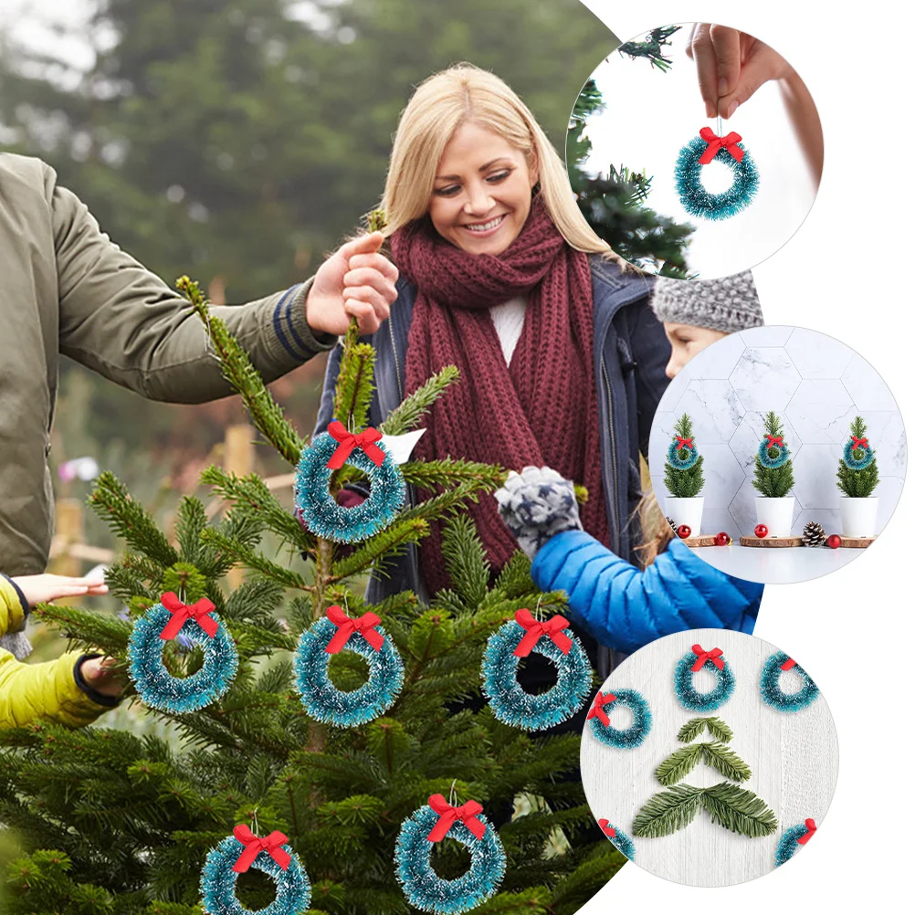 

24Pcs Miniature Christmas Wreath Small Sisal Hemp Hanging Garland for Playhouse Xmas Decoration Christmas Wreath